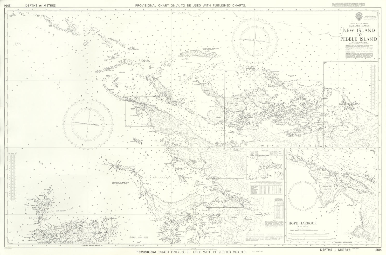 Falkland Islands New Island-Pebble Island Admiralty chart HMS Glamorgan 1982 map